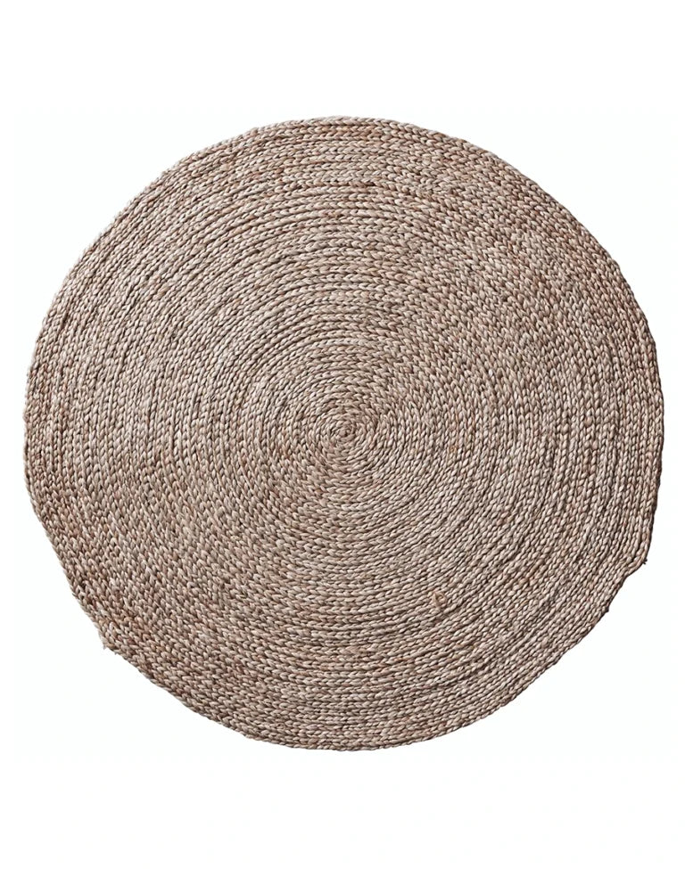 Kerala Round Braided Jute Rug | Gold