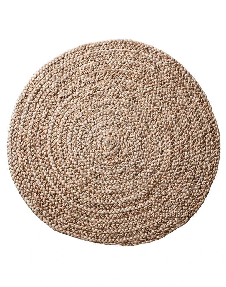 Kerala Round Braided Rug | Beach Sand
