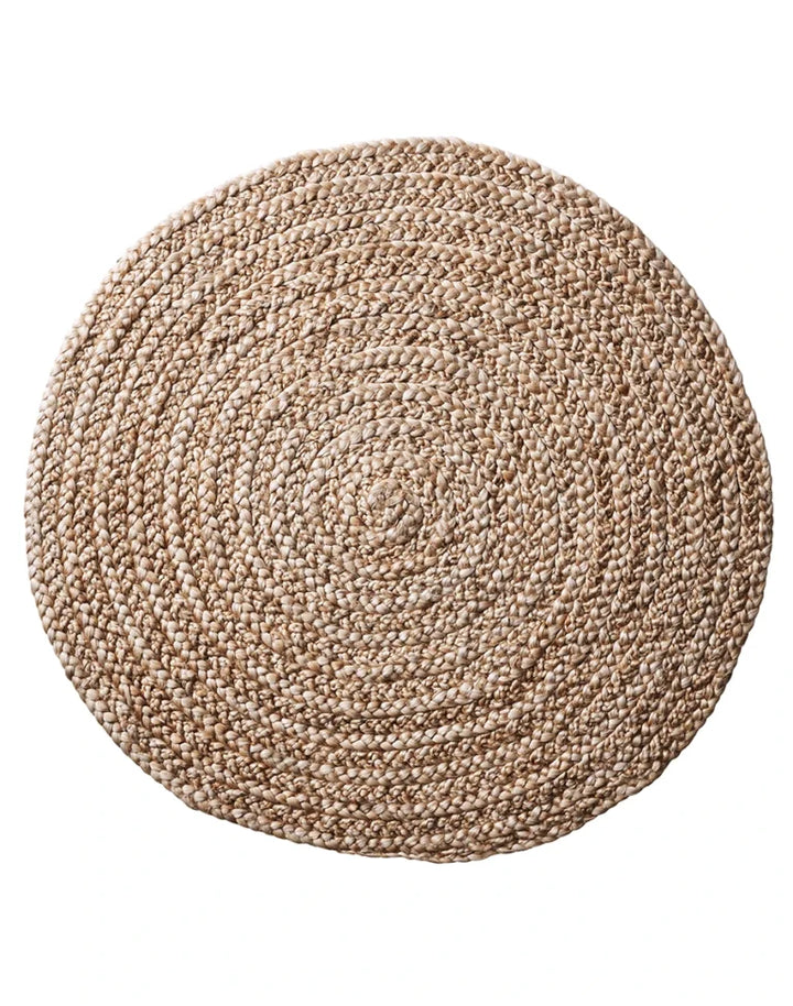 Kerala Round Braided Rug | Beach Sand