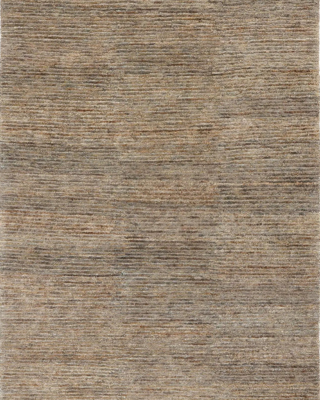 Beige and brown striped rug on a white background