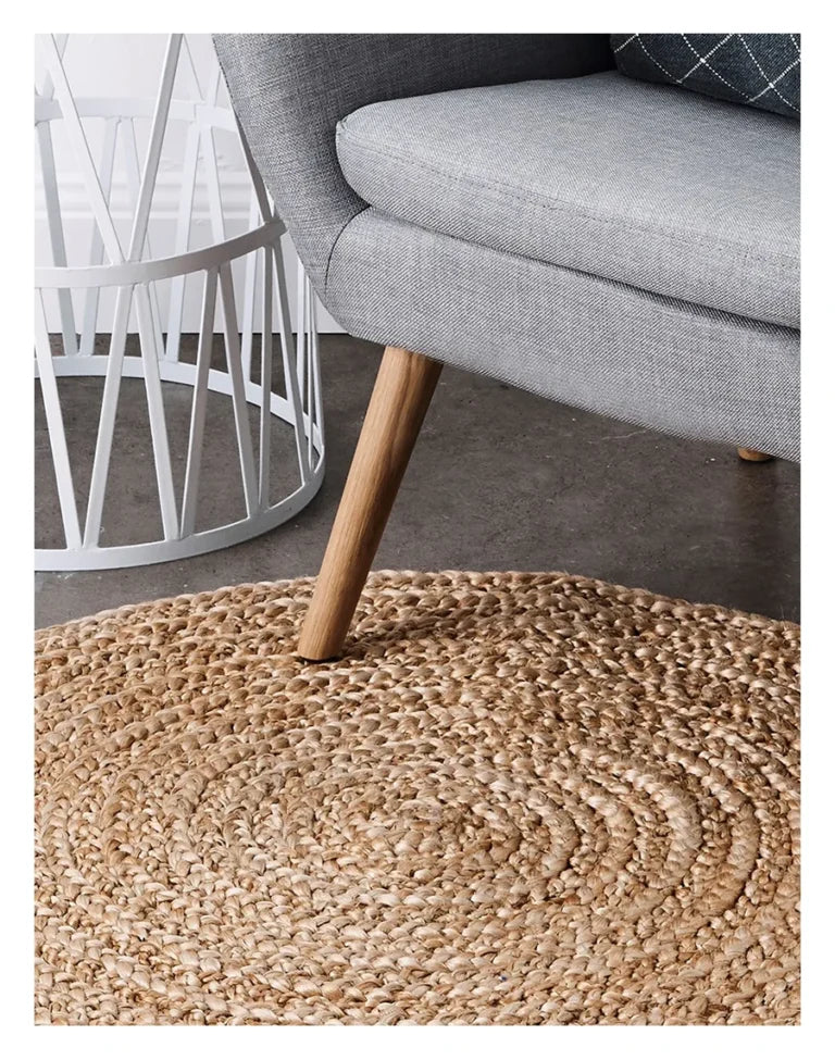 Kerala Round Braided Rug | Beach Sand