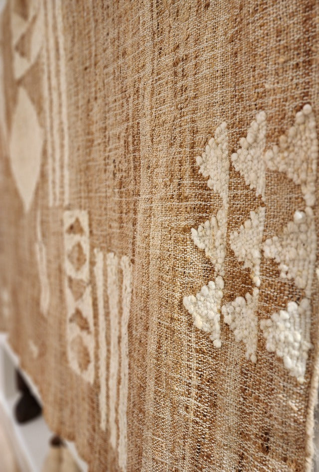 Side view of custom weave rug