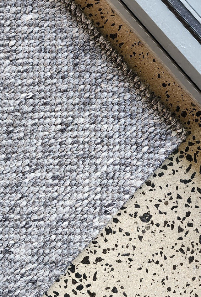 Dropletts Handmade Wool Hall Runner | Midnight | Custom Cut Length $95 per metre