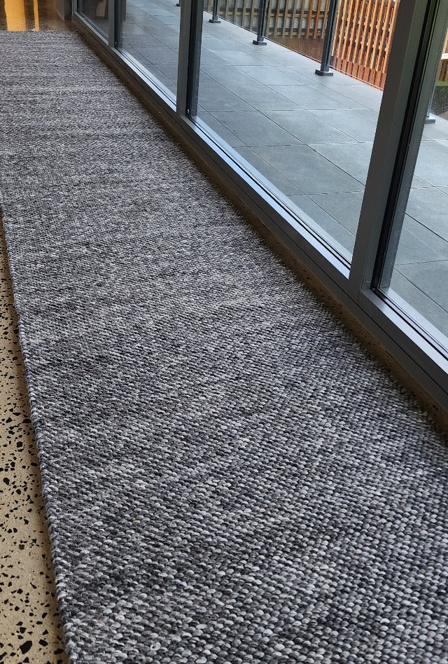 Dropletts Handmade Wool Hall Runner | Midnight | Custom Cut Length $95 per metre