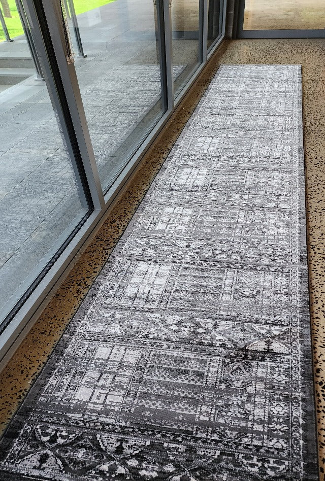 Rimini 8535 Charcoal Hall Runner | Custom cut Length x 80 cm wide | $55 per metre