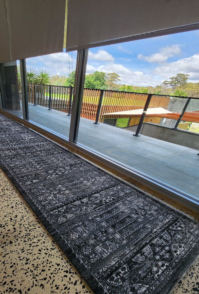 Rimini 8535 Charcoal Hall Runner | Custom cut Length x 80 cm wide | $55 per metre
