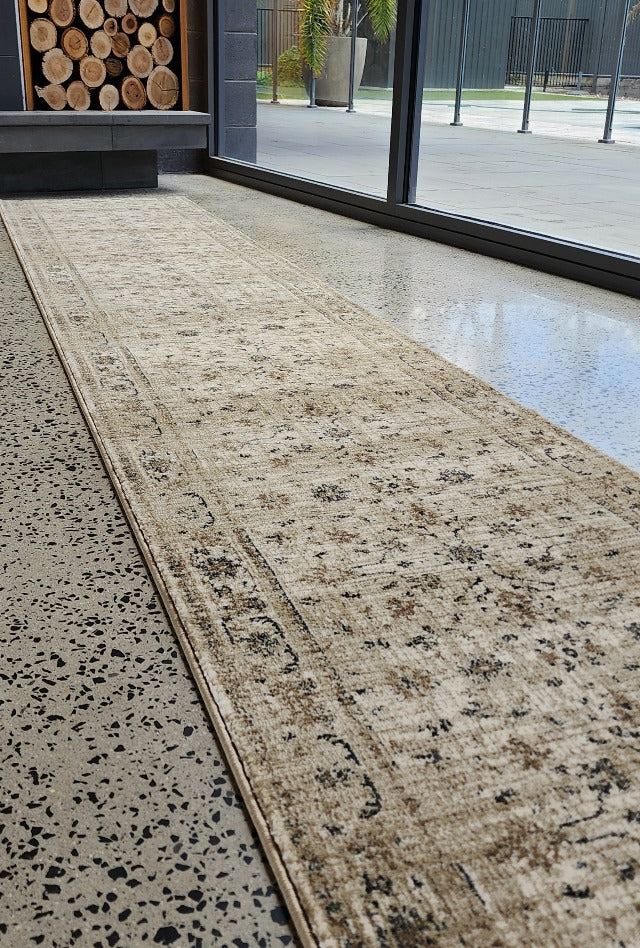 Tavarnelle Floral Beige Hall Runner | Custom cut length x 80 cm wide | $59 per metre