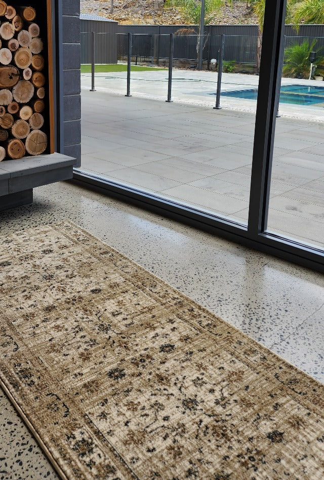 Tavarnelle Floral Beige Hall Runner | Custom cut length x 80 cm wide | $59 per metre