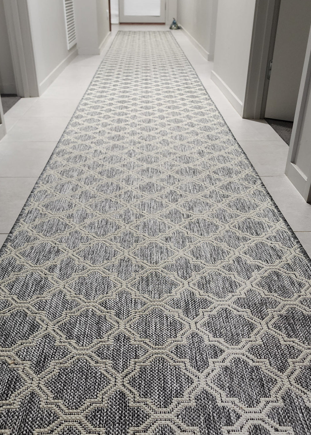 Lattice Seaspray Runner | Silver/Off White | Custom Cut Length x 80cm wide | $45 per metre