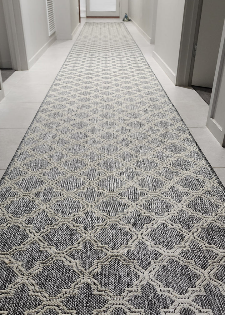 Lattice Seaspray Runner | Silver/Off White | Custom Cut Length x 80cm wide | $45 per metre