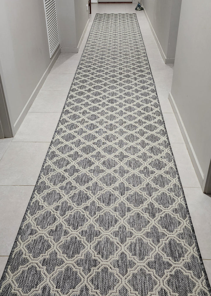 Lattice Seaspray Runner | Silver/Off White | Custom Cut Length x 80cm wide | $45 per metre