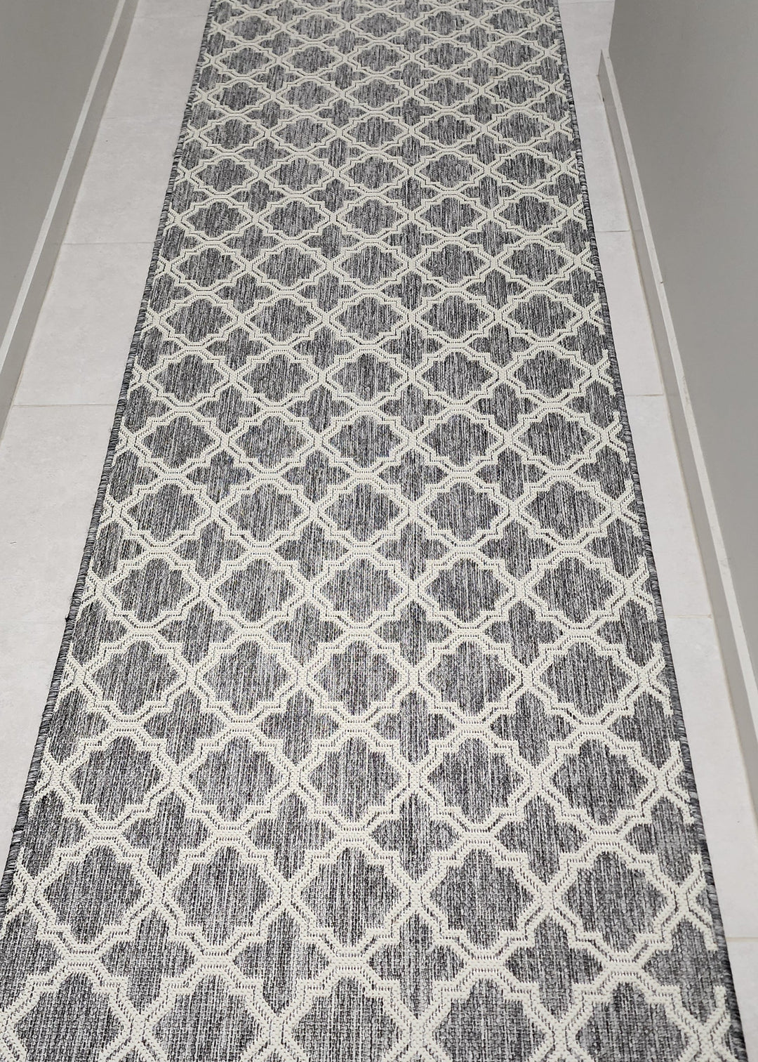 Lattice Seaspray Runner | Silver/Off White | Custom Cut Length x 80cm wide | $45 per metre