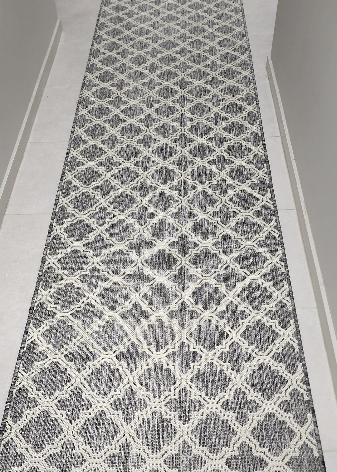 Lattice Seaspray Runner | Silver/Off White | Custom Cut Length x 80cm wide | $45 per metre