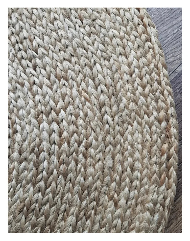 Kerala Round Braided Jute Rug | Natural Silver