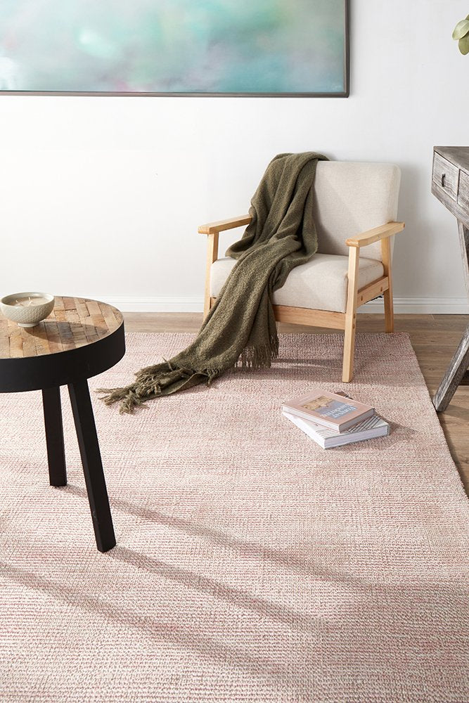 Flatland Woven Rug | Rose Pink, Natural