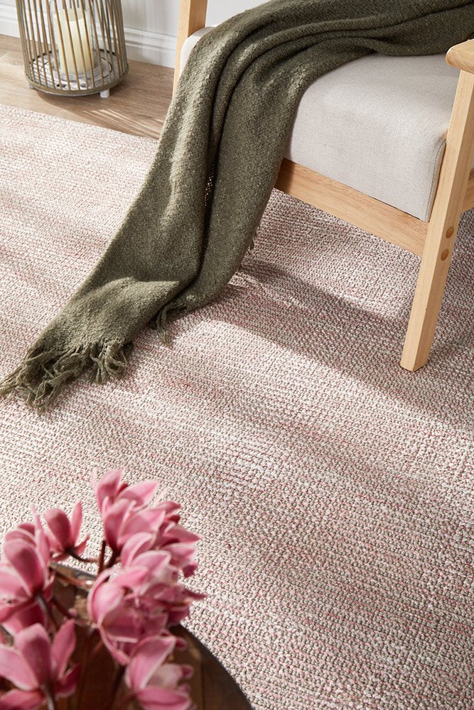 Flatland Woven Rug | Rose Pink, Natural