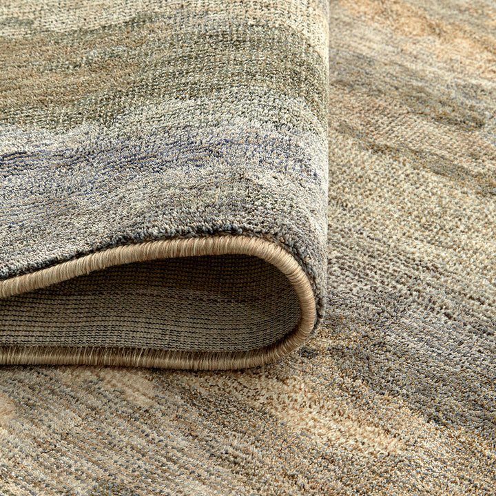 close up of cut rug pile in natural colours