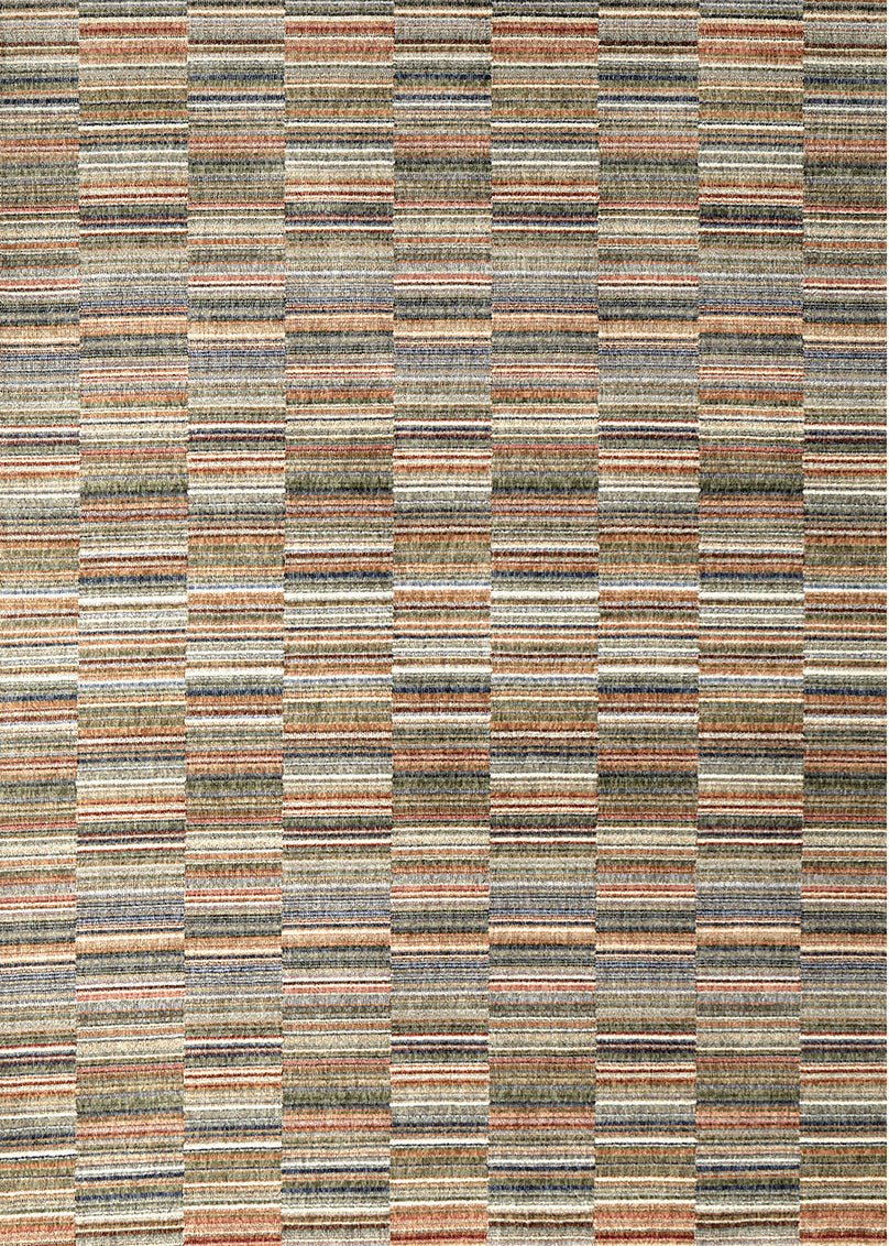 Multicolored striped rug on a white background