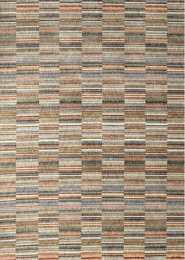 Multicolored striped rug on a white background