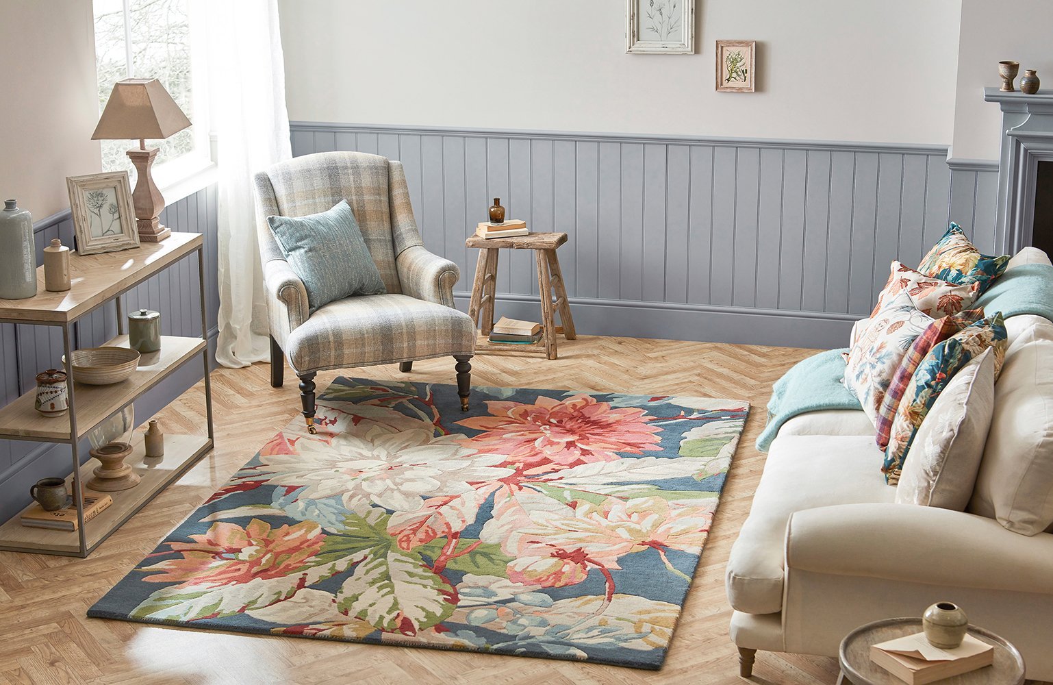 Sanderson Dahlia & Rosehip Teal 050608 Rug