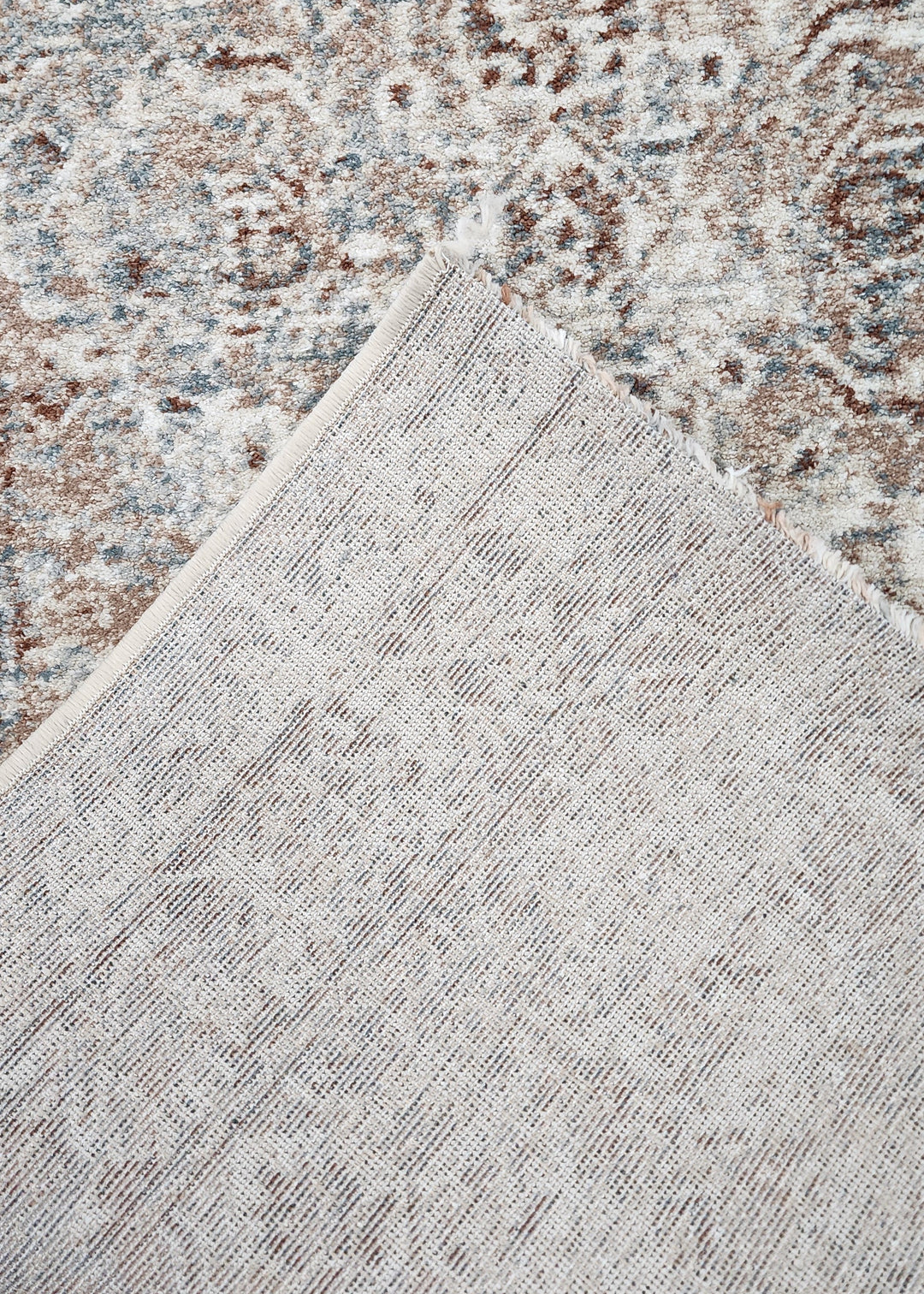 Close-up of a textured rug with a patterned surface hall runner custom length