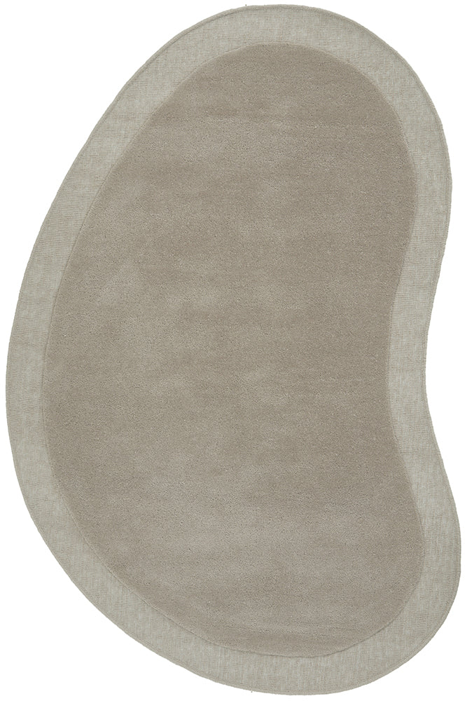 Oval-shaped gray rug on a white background