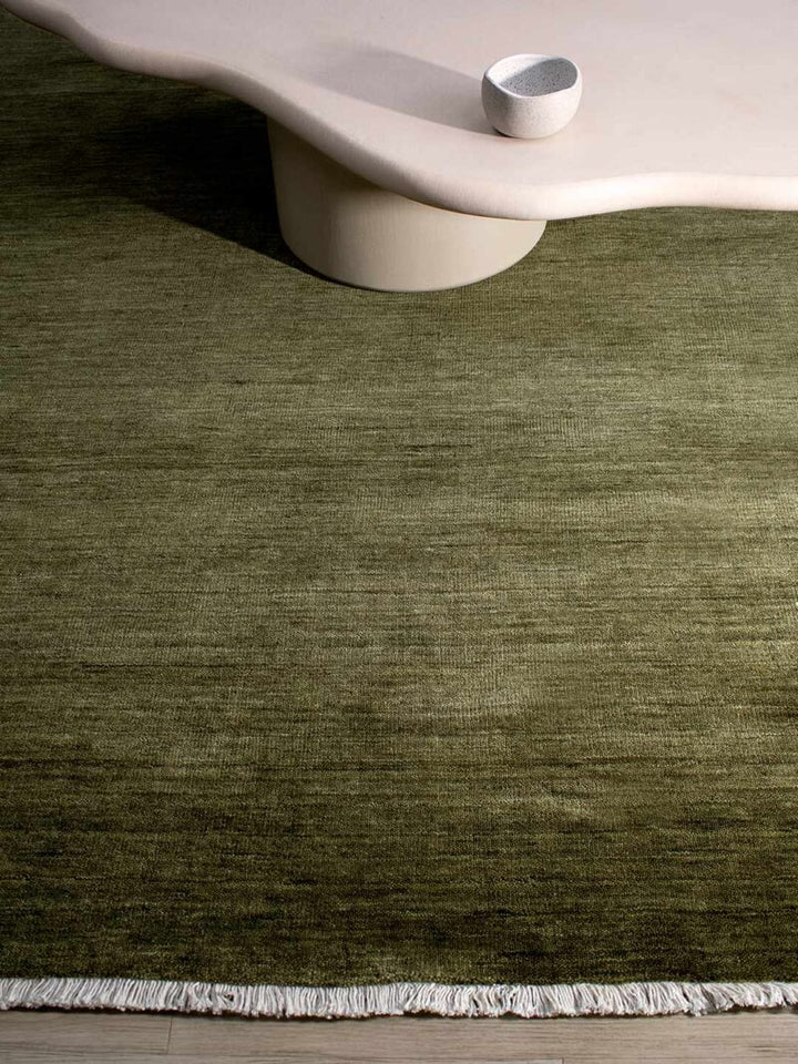 Diva Hand Knotted Wool Rug | Olive - Enquire for availability