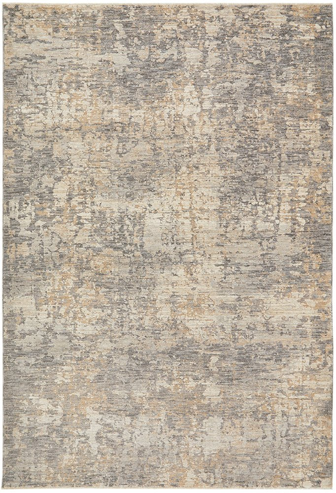 Textured area rug with a neutral color palette on a plain background