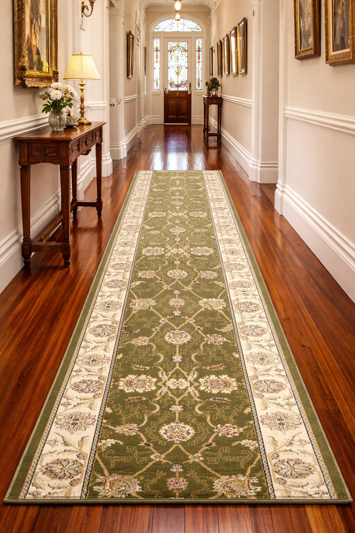 Tavarnelle Green 7210 Hall Runner | Custom Cut Length x 80cm wide | $59 per metre