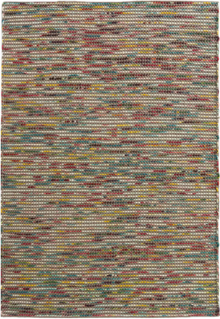 Multicolored woven rug with a textured pattern