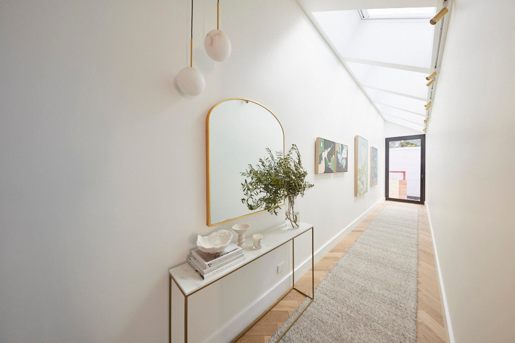 Dropletts Light Grey Handmade Hall Runner | Custom cut Length x 80 cm wide