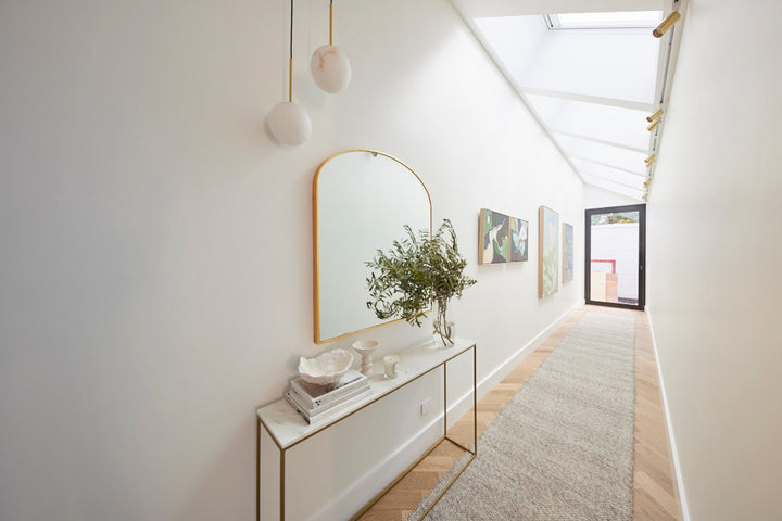 Dropletts Light Grey Handmade Hall Runner | Custom cut Length x 80 cm wide