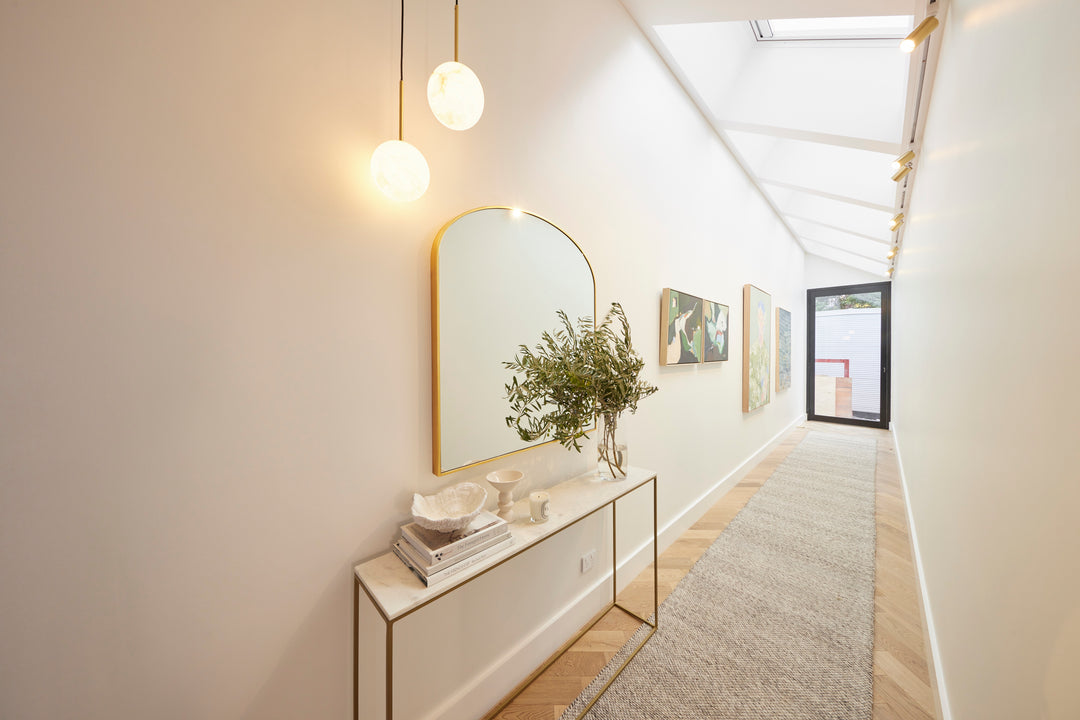 Dropletts Light Grey Handmade Hall Runner | Custom cut Length x 80 cm wide