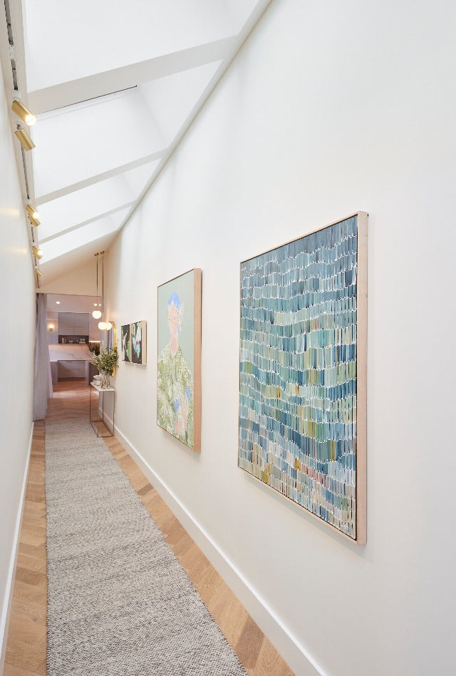 Dropletts Light Grey Handmade Hall Runner | Custom cut Length x 80 cm wide