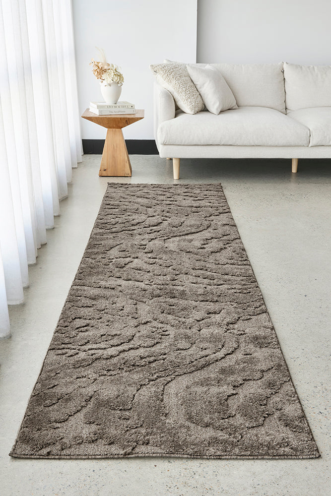 Mocha coloured textured rug