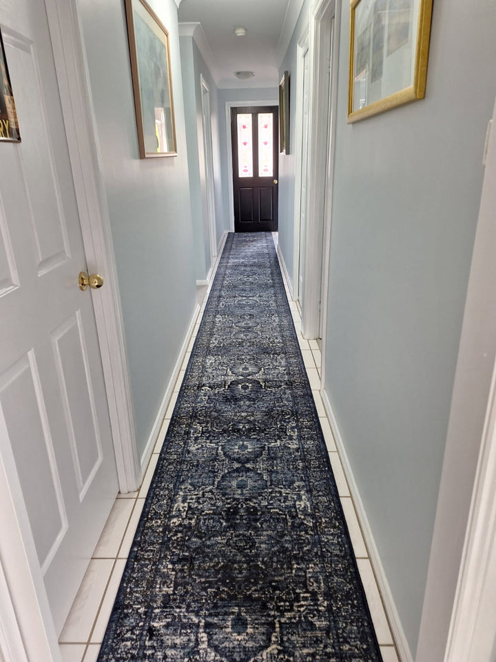 Tavarnelle Navy C724 Hall Runner | Custom cut length | 80cm wide | $59 per metre
