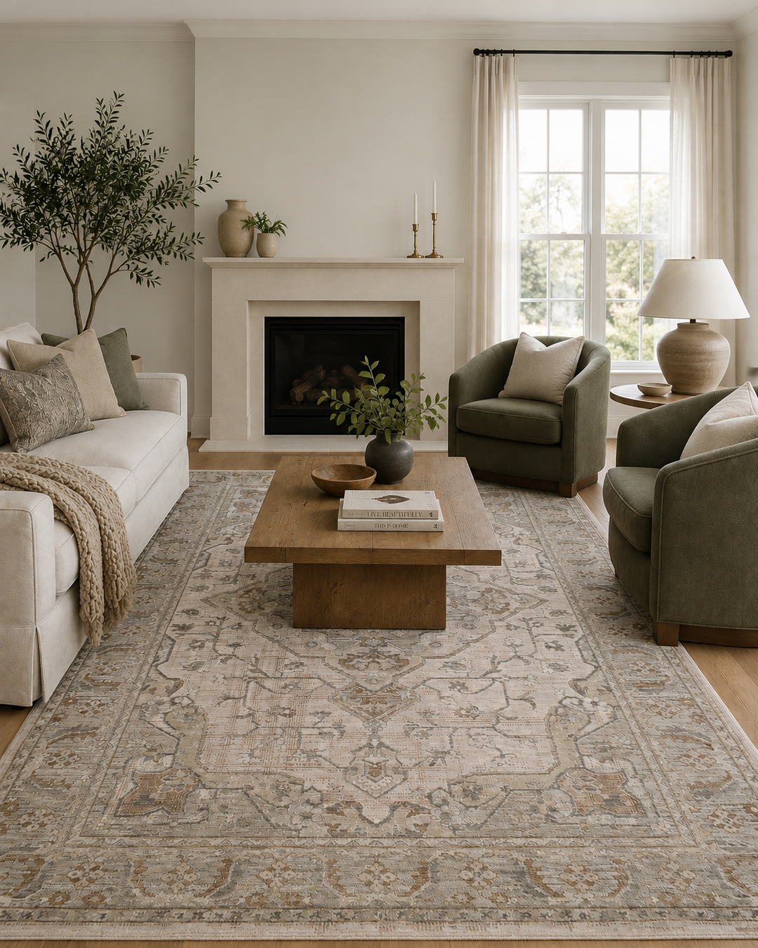 Lynn 648 Rug | Light Beige & Grey