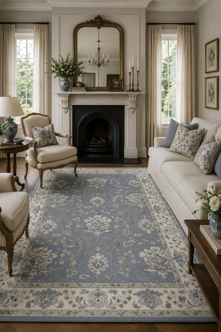 Noble Wildflower Rug | Soft Blue Grey