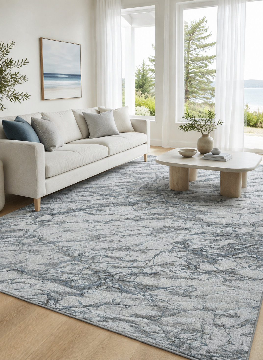 Opal Azure Rug | Off white & Blue, taupe