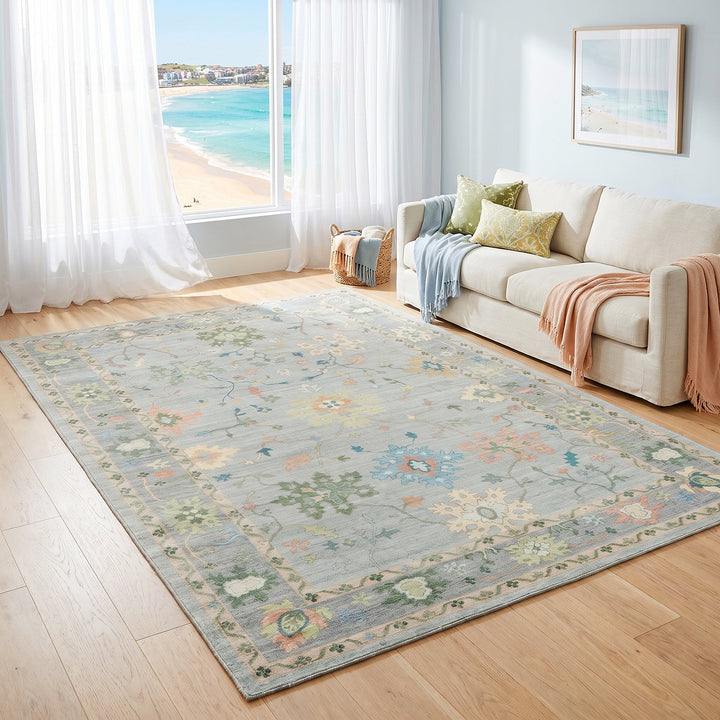 Revive Opal Blue Washable Rug