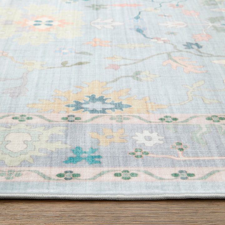 Revive Opal Blue Washable Rug