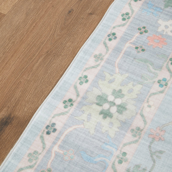 Revive Opal Blue Washable Rug