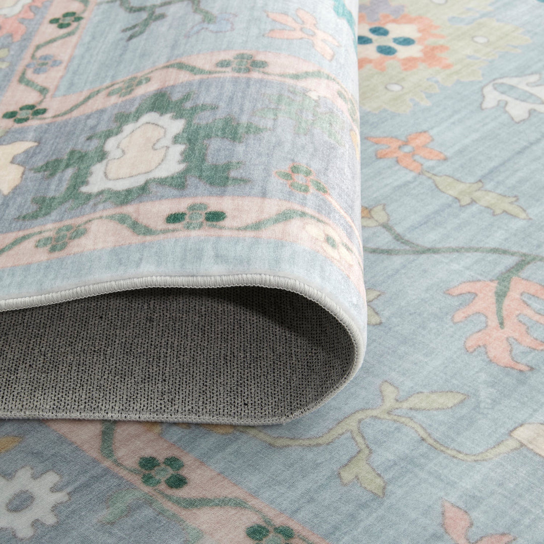 Revive Opal Blue Washable Rug