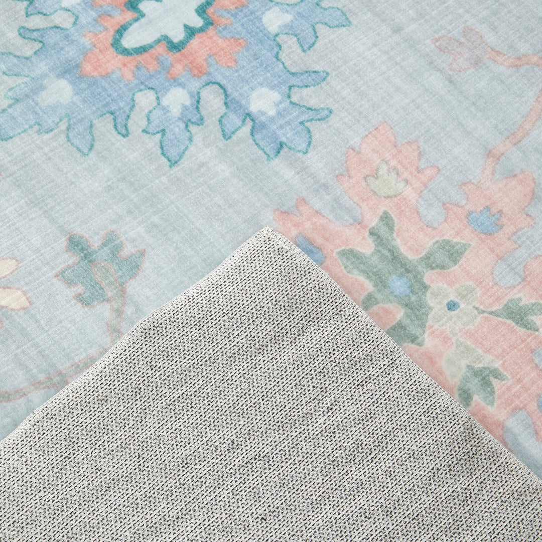 Revive Opal Blue Washable Rug