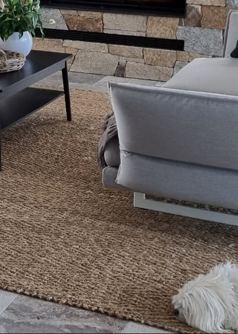 Herringbone Jute Rug | Natural Silver