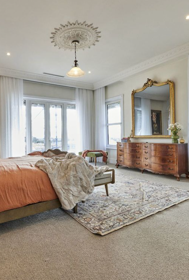 Heraz Mushroom Rug | Pinks | Ankur & Sharon | Main Bedroom 2022