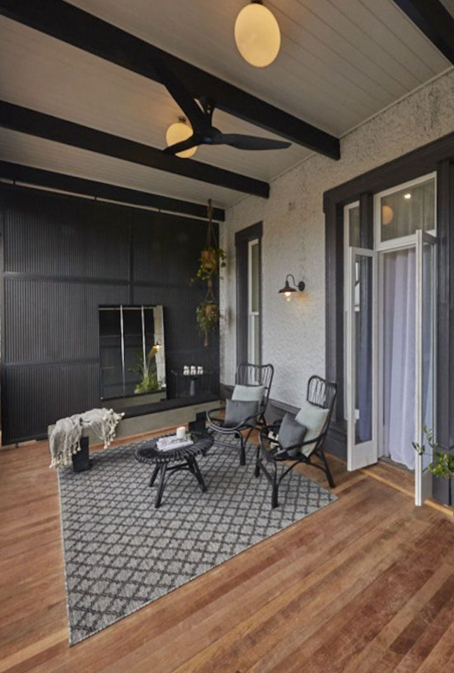 Lattice Seaspray Rug | Silver Black | Elise and Matt's Outdoor Terrace Oslo 2019