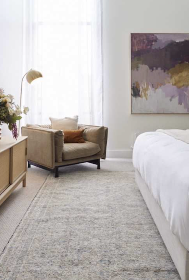 Revival Oushak Rug | Washed Indigo | Ronnie & Georgia Main Bedroom 2021