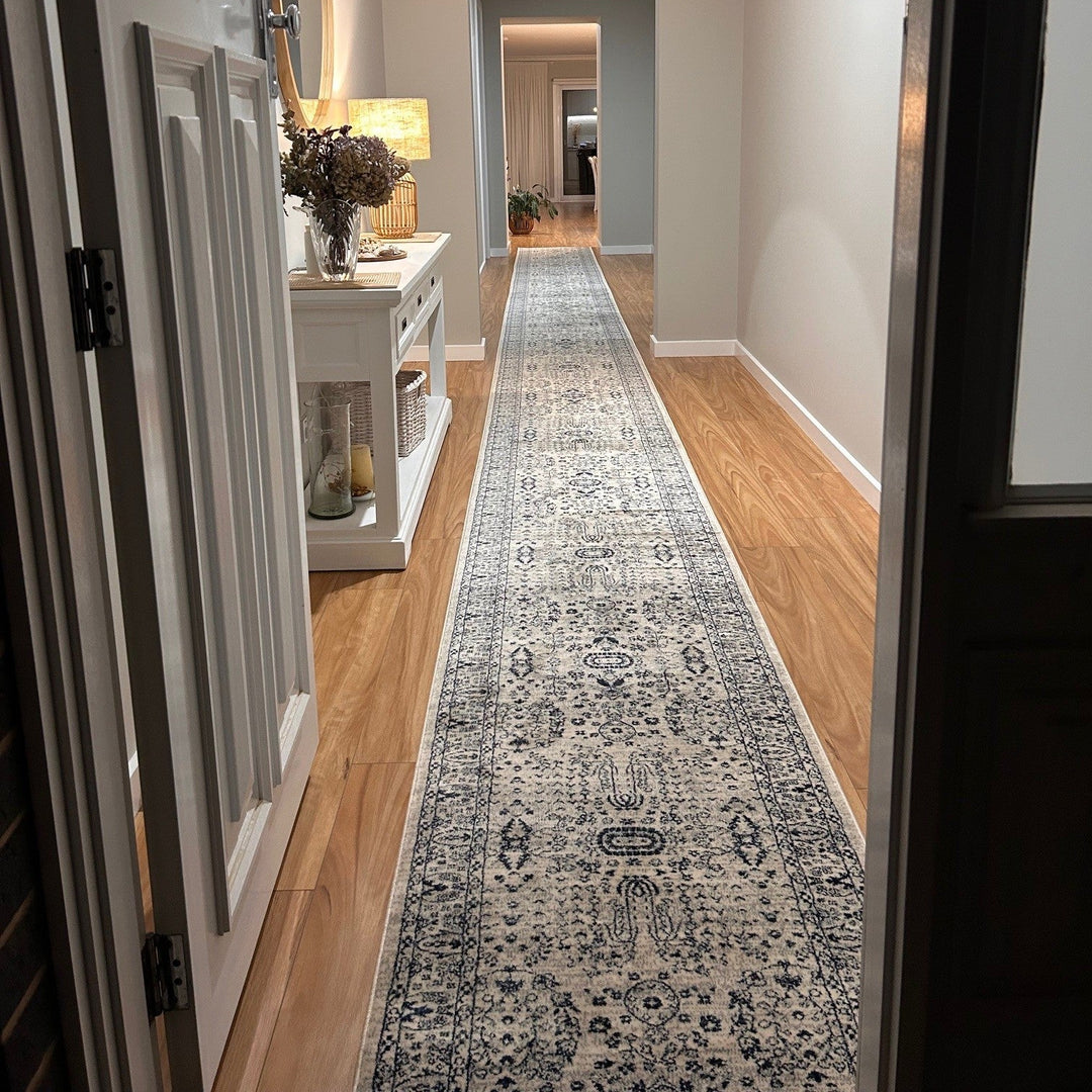 Wedgewood Cream & Blue Tav Hall Runner | Custom cut length x 80cm wide |$59 per metre - ETA Late DEC '25