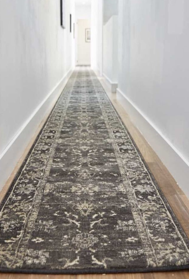 Antalya Charcoal Hall Runner | Custom cut length x 80cm wide | $59 per metre